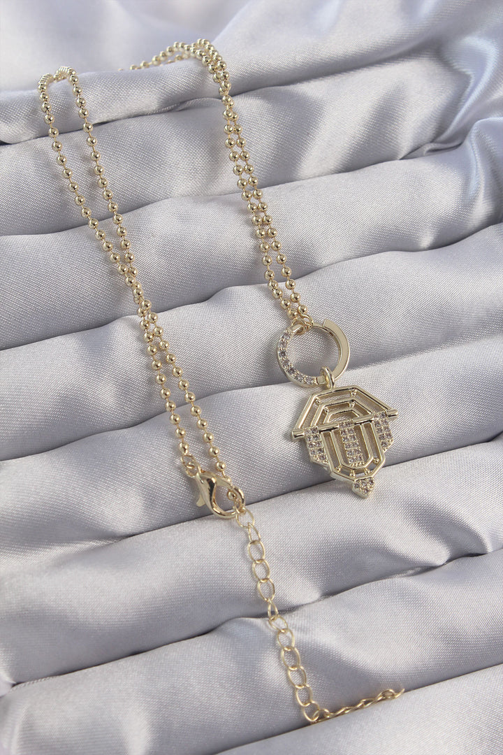 EBJ Gold Color Serenay Necklace with Rice Zircon Stone and Oval Detail - Roswell