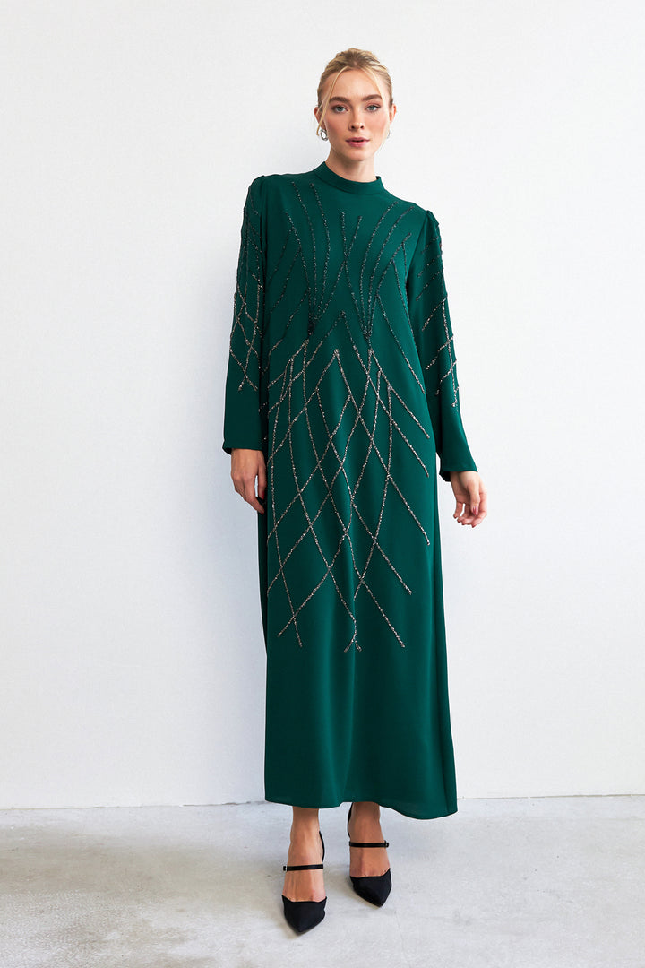 ZRF Women Alora Stone-Embroidered Evening Dress - Emerald - Palaió Fáliro