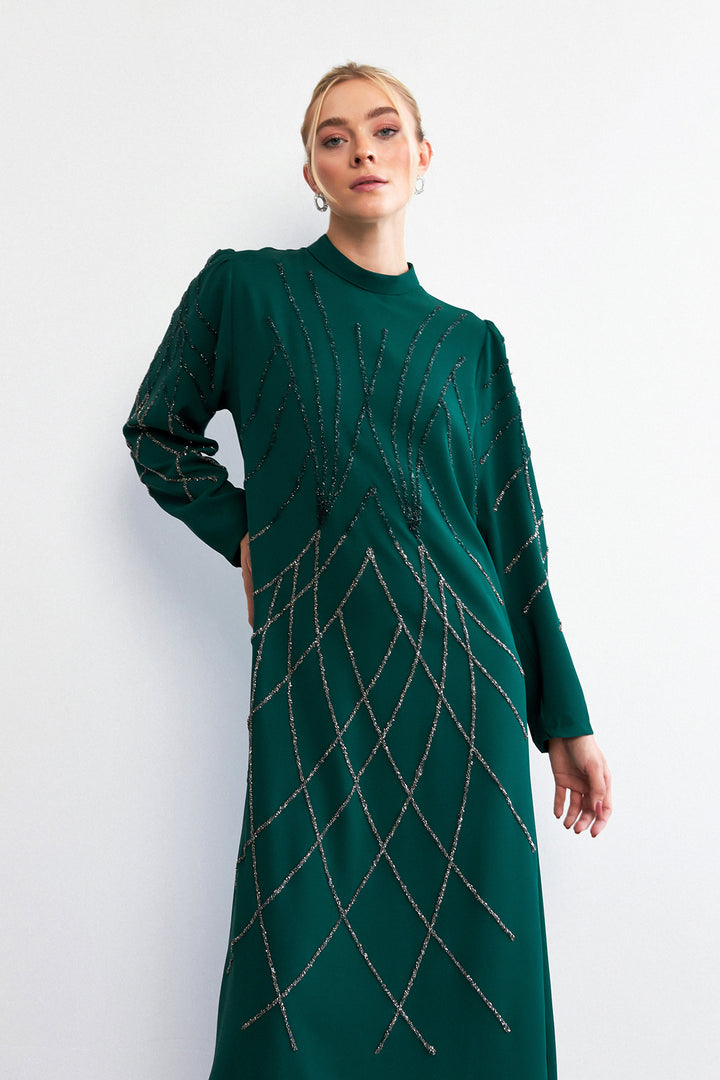 ZRF Women Alora Stone-Embroidered Evening Dress - Emerald - Palaió Fáliro