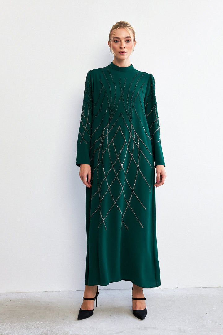 ZRF Women Alora Stone-Embroidered Evening Dress - Emerald - Palaió Fáliro