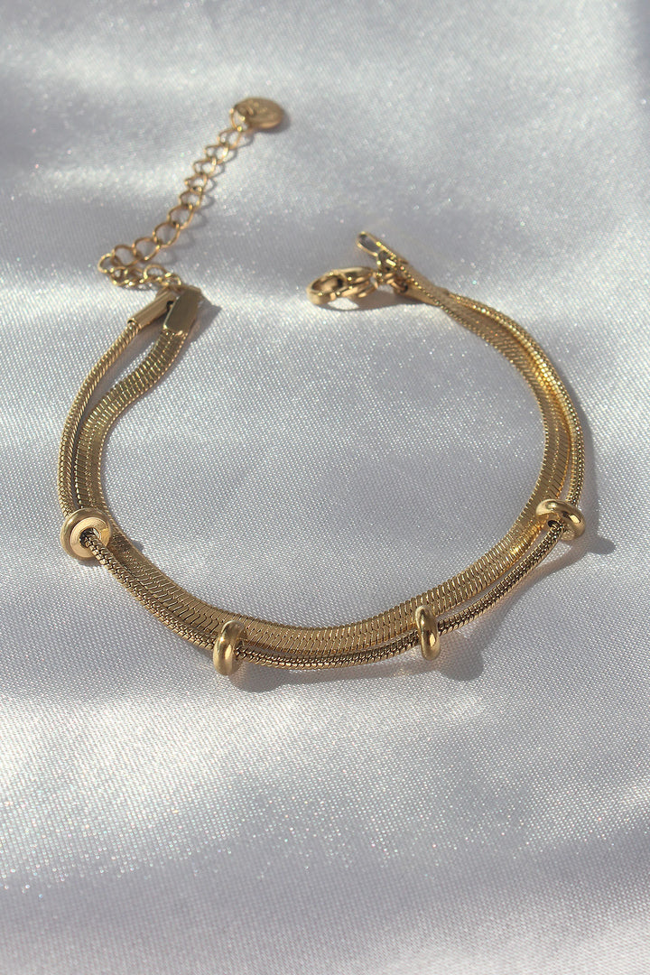 EBJ 316L Steel Gold Color Italian Double Chain Bracelet - Rimouski