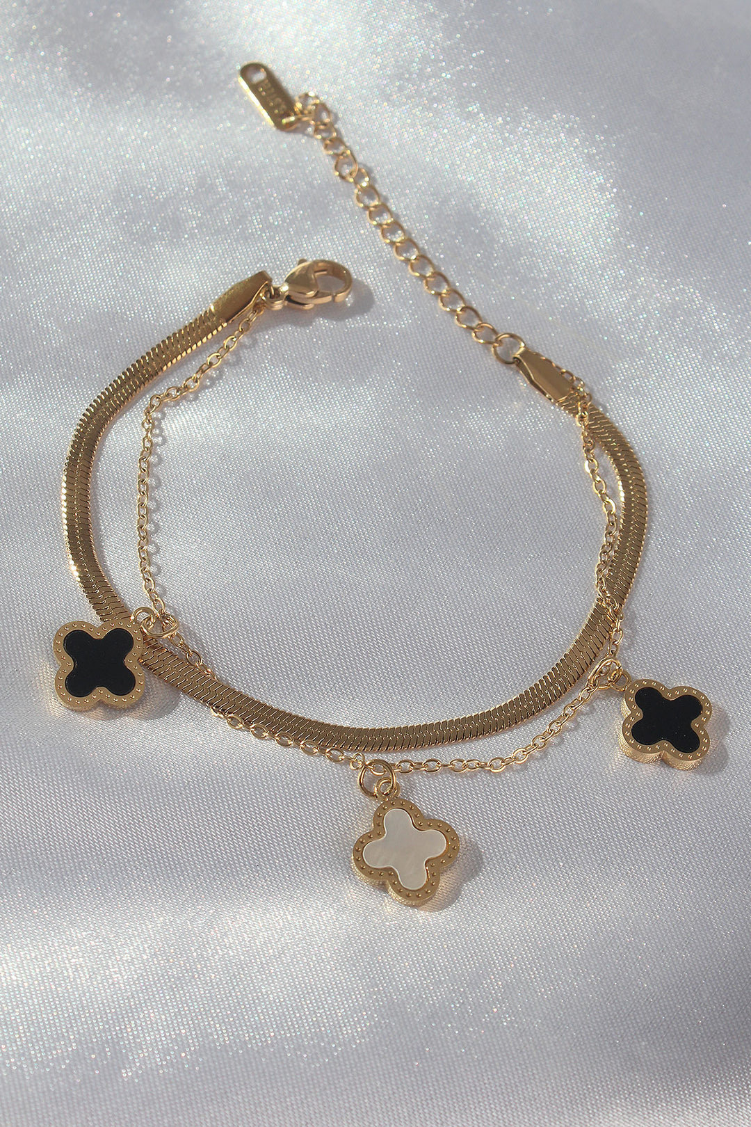 EBJ 316L Steel Gold Color Enamel Clover Model Couple Italian Chain Bracelet - Hawthorne