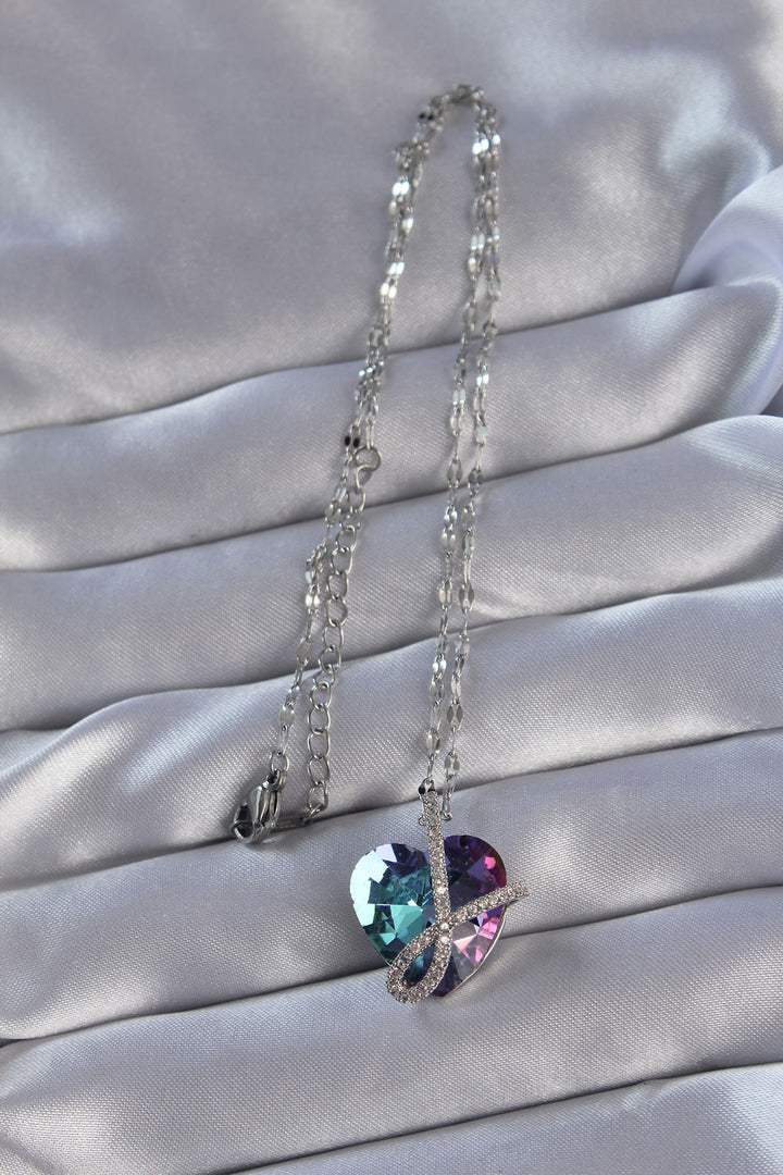 EBJ 316L Stainless Steel Chain Silver Color Zircon Stone Anna Heart Necklace - Veghel