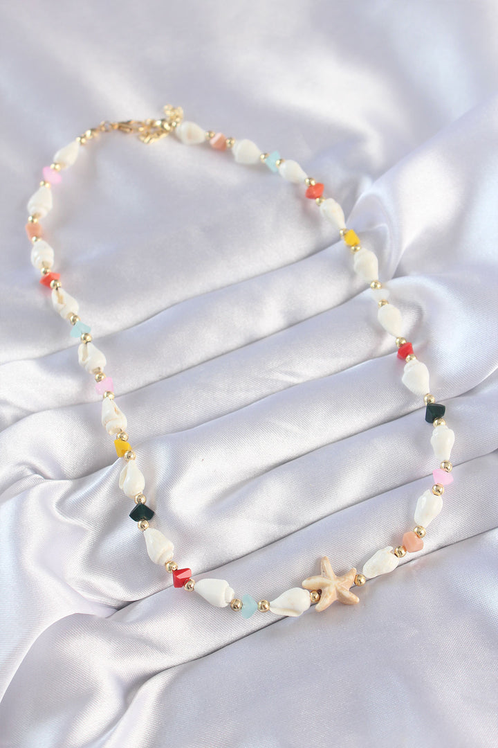 EBJ 316L Stainless Steel Sea Shell Designed Colorful Zircon Stone Starfish Necklace - Chicago