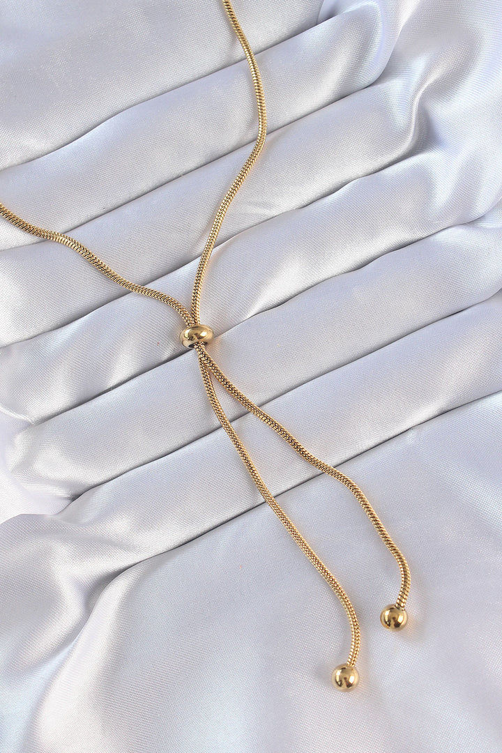 EBJ 316L Steel Gold Color Front Adjustable Bead Detail Locket Necklace - Ceres