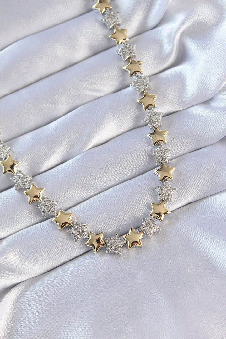 EBJ Vip Series Rice Double Color Zircon Stone Star Design Necklace - Ponte de Lima