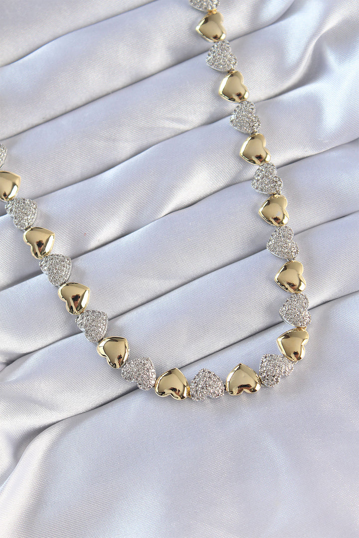 EBJ Vip Series Rice Double Color Zircon Stone Heart Design Necklace - Merritt Island