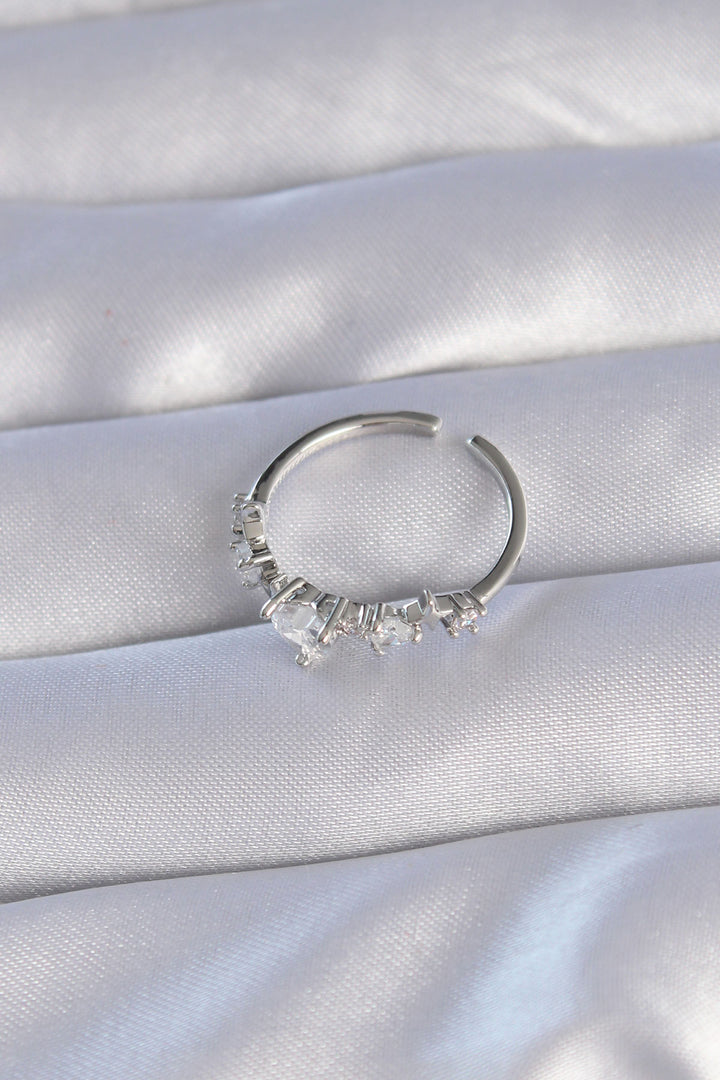 EBJ Adjustable Ring with Heart Shaped Zircon Stone in Silver Color Rice - Norwalk