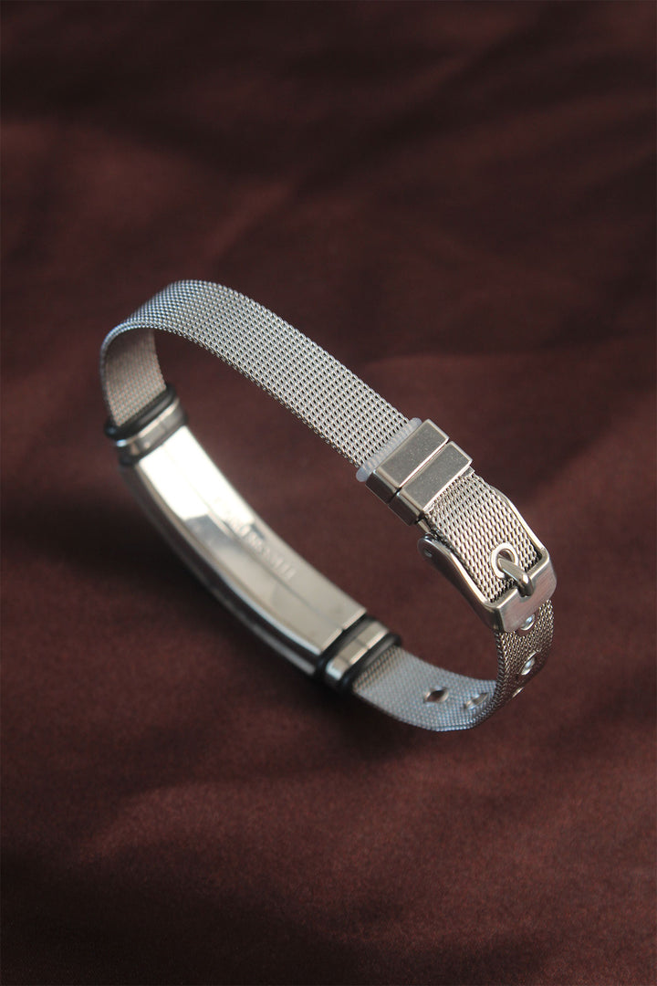 EBJ 316L Stainless Steel Black Geometric Adjustable Mesh Bracelet - Corvallis