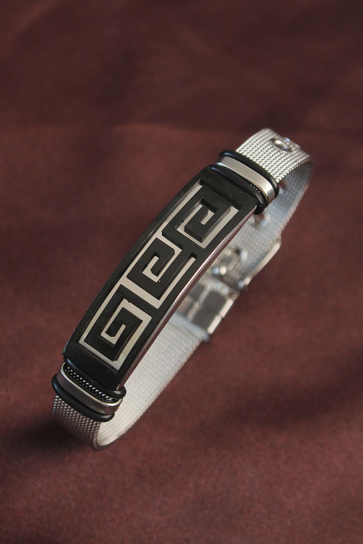 EBJ 316L Stainless Steel Black Geometric Adjustable Mesh Bracelet - Corvallis