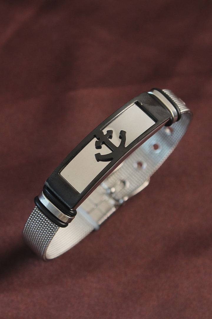 EBJ 316L Stainless Steel Black Anchor Adjustable Mesh Bracelet - Saint-Jérôme