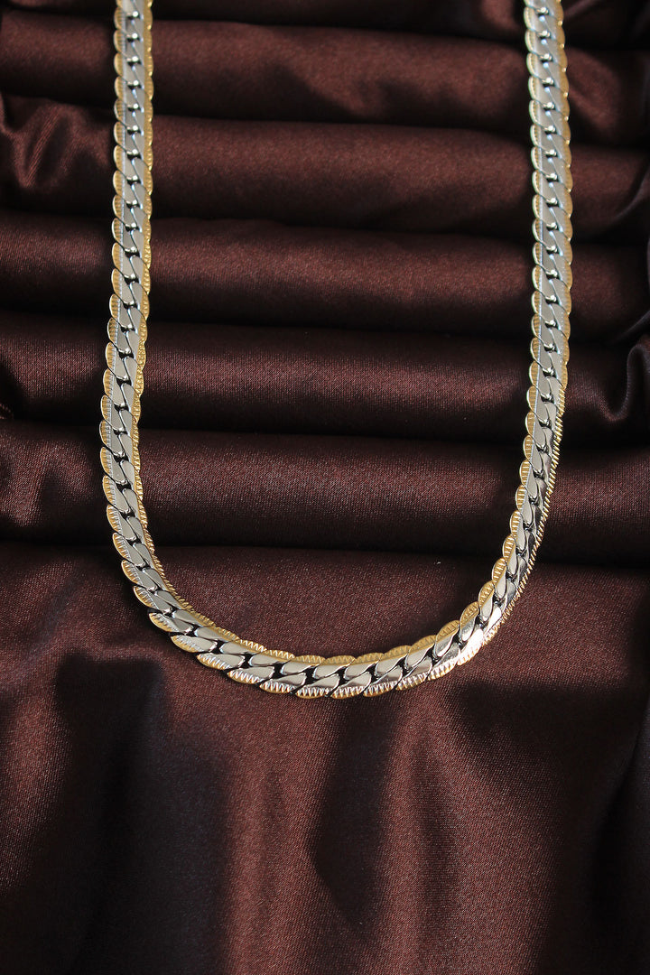 EBJ 316L Stainless Steel Two-Tone Flat Spiral Design Necklace - San Jose