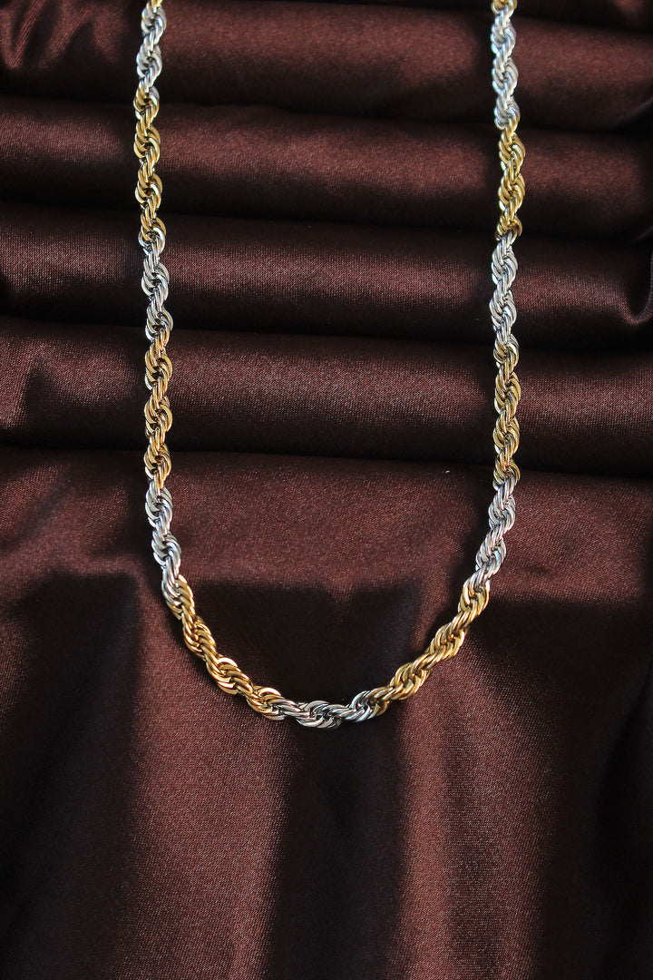 EBJ 316L Stainless Steel Two-Tone Spiral Design Necklace - La Chaux-de-Fonds