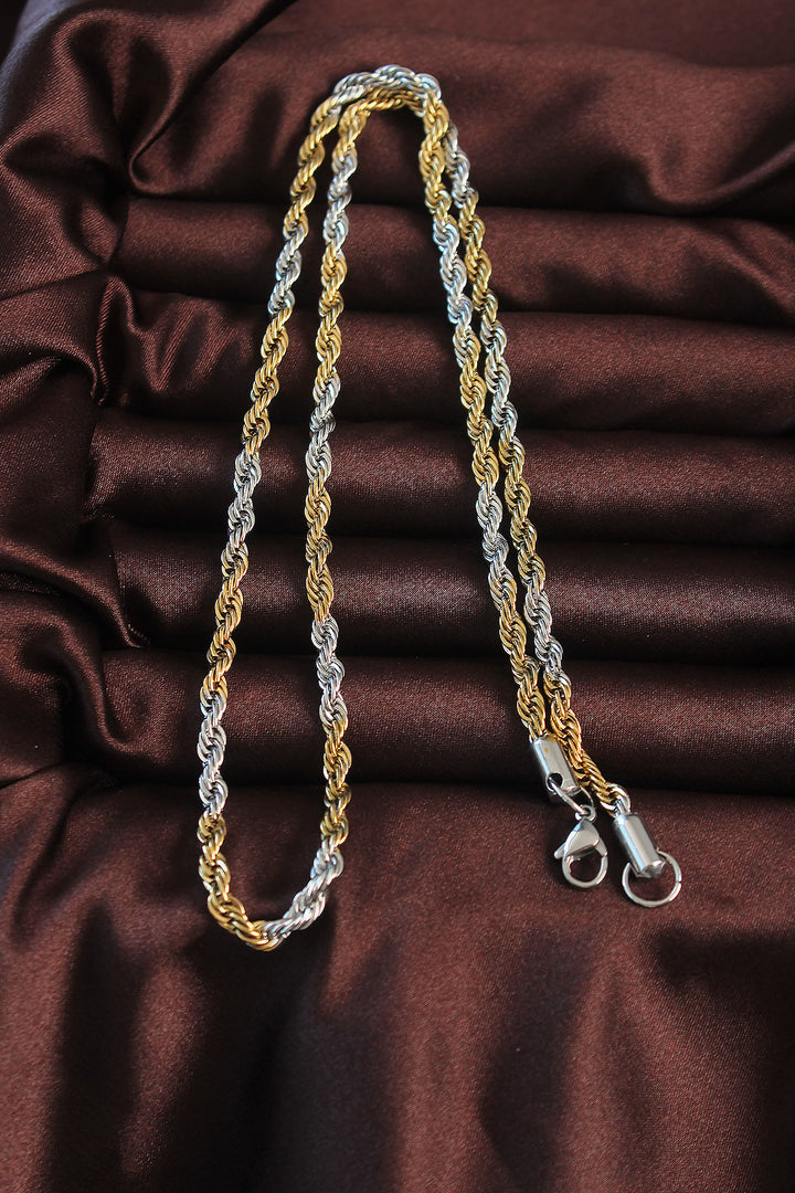 EBJ 316L Stainless Steel Two-Tone Spiral Design Necklace - La Chaux-de-Fonds