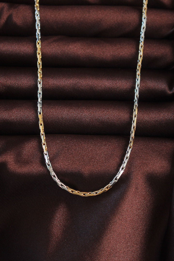 EBJ 316L Stainless Steel Two-Tone Thin Albanian Chain Designed Necklace - Palo Alto