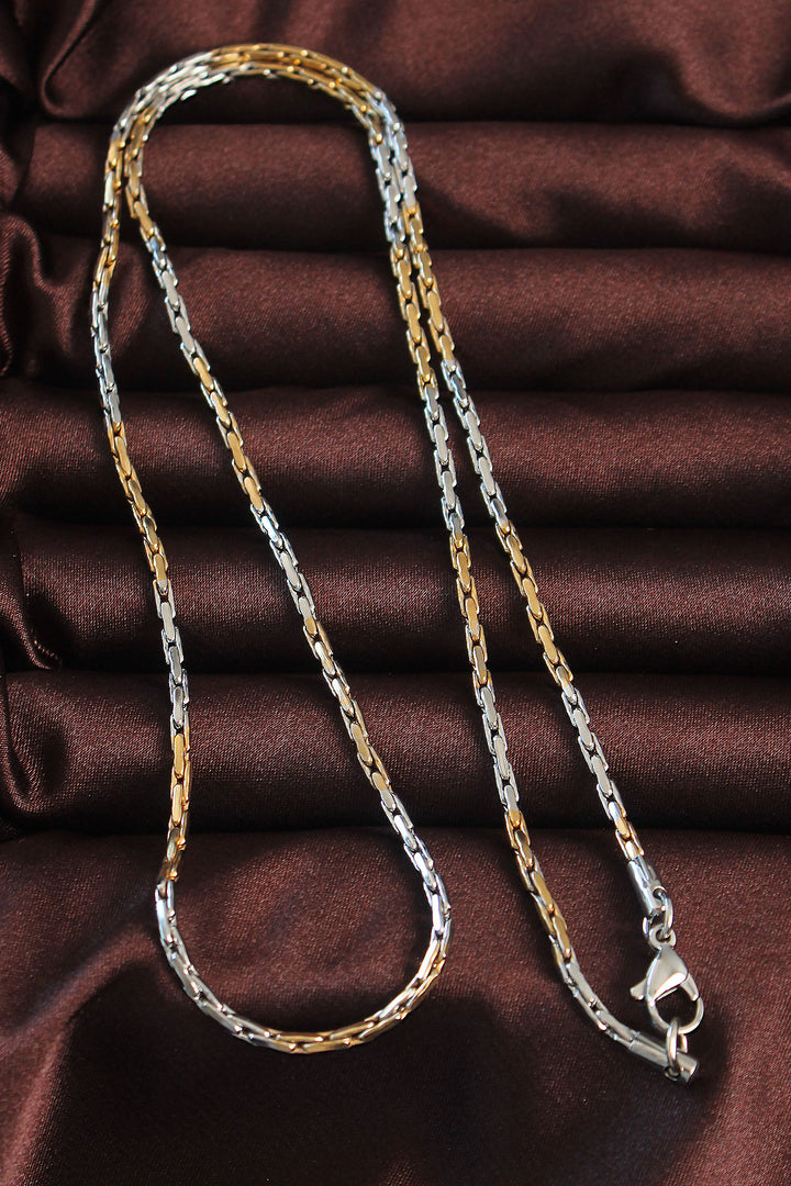 EBJ 316L Stainless Steel Two-Tone Thin Albanian Chain Designed Necklace - Palo Alto