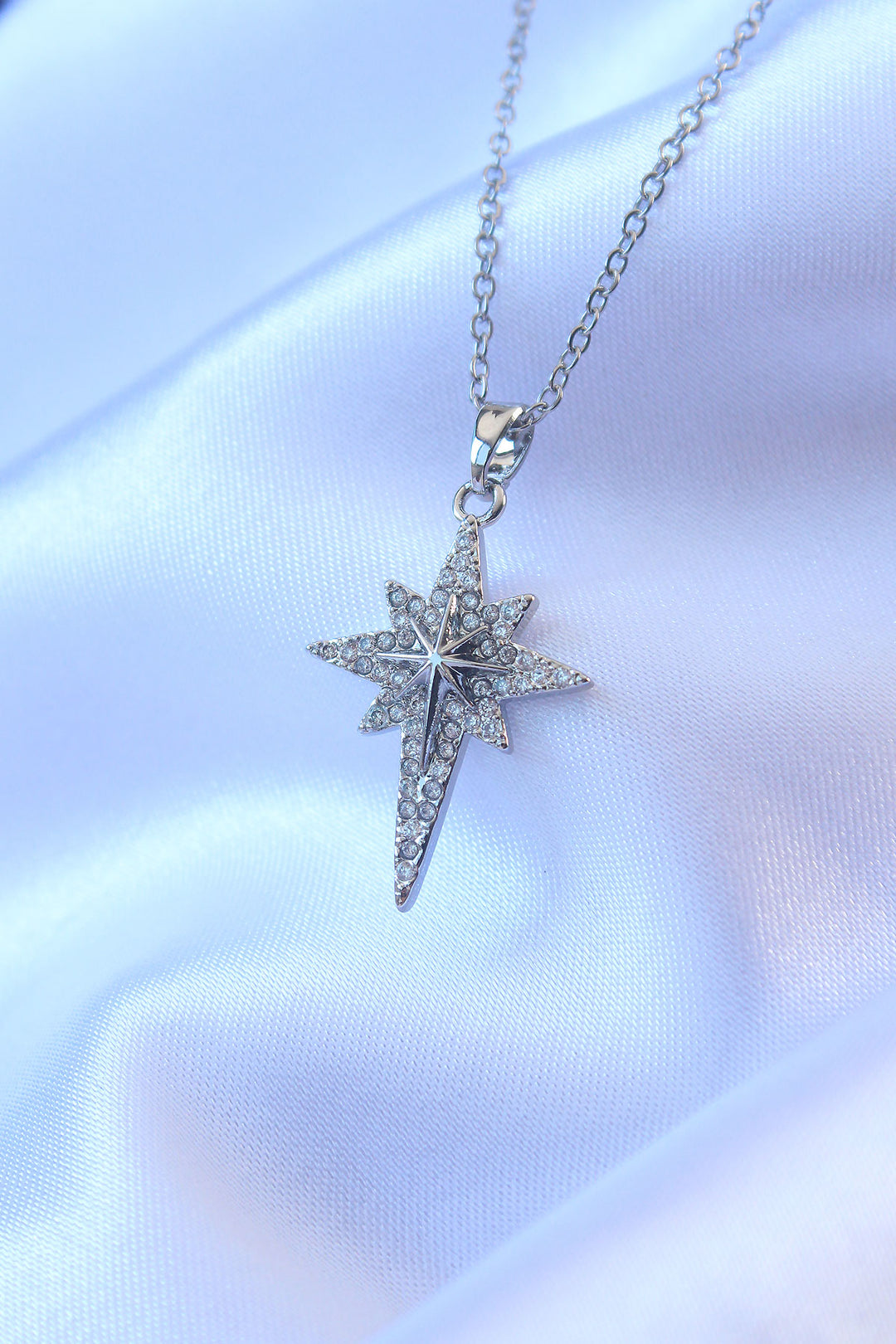 EBJ 316L Stainless Steel Silver Color Zircon Stone Polaris Star Model Necklace - Almada