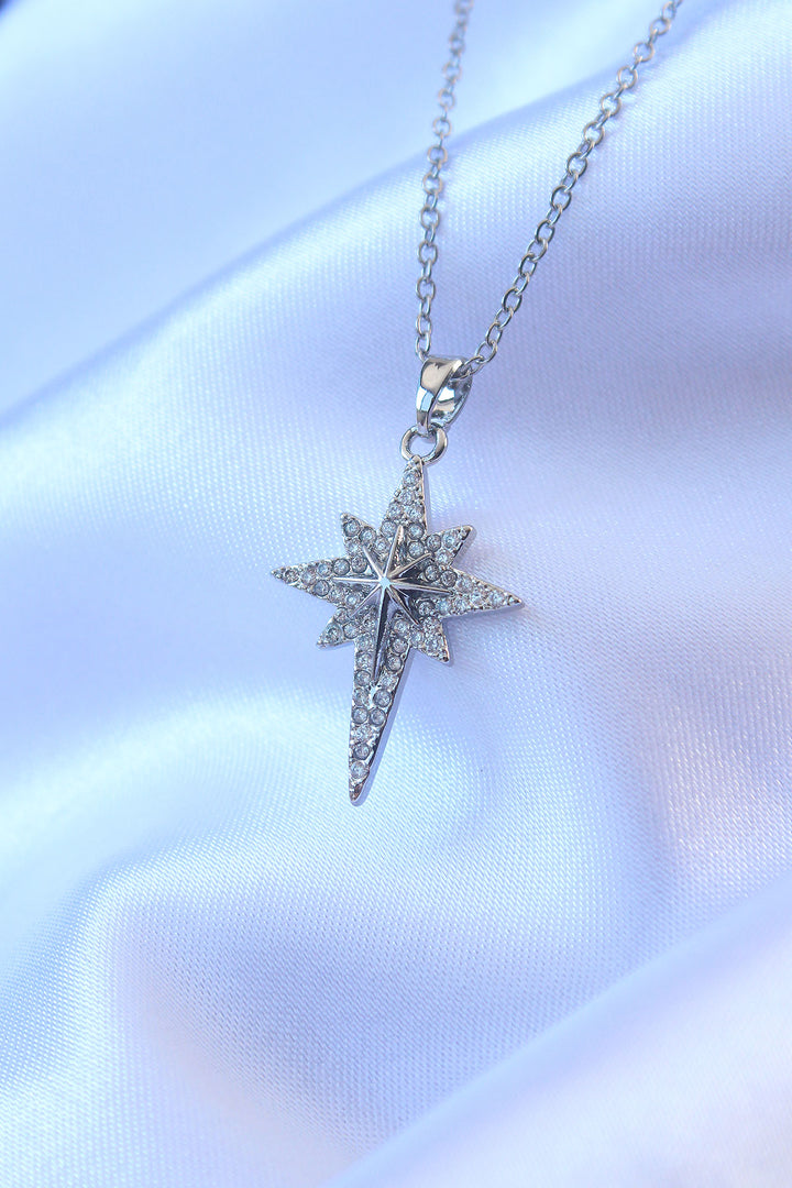 EBJ 316L Stainless Steel Silver Color Zircon Stone Polaris Star Model Necklace - Almada