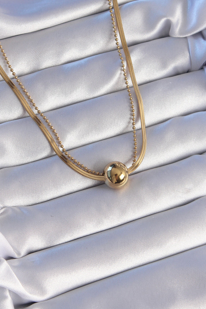 EBJ 316L Steel Double Chain Gold Color Pendant Italian Style Necklace - Rocklin