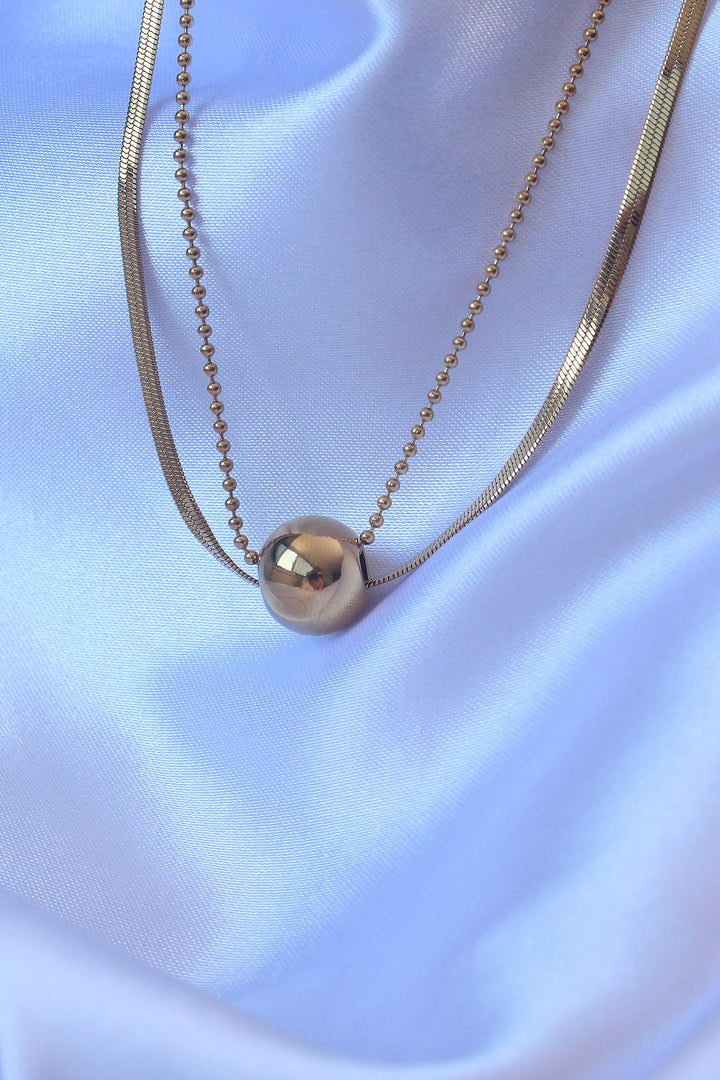 EBJ 316L Steel Double Chain Gold Color Pendant Italian Style Necklace - Rocklin