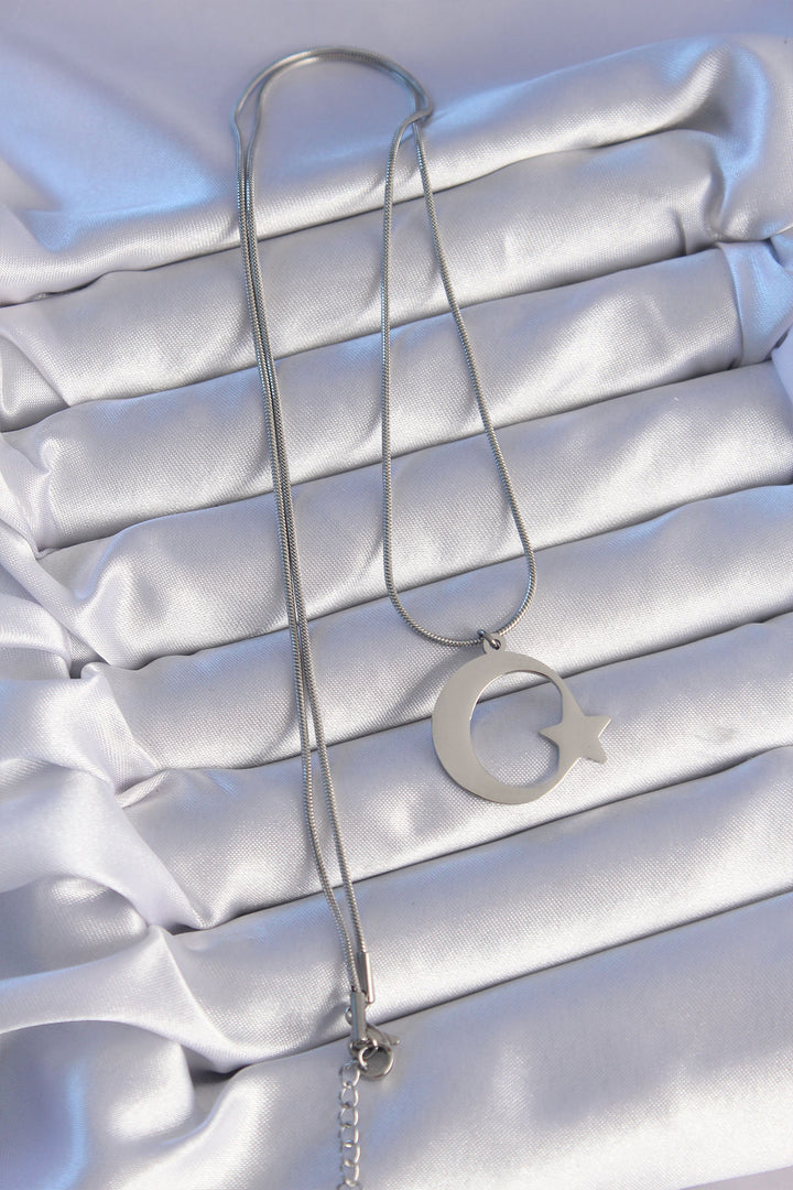 EBJ 316L Stainless Steel Silver Color Moon Star Model Unisex Necklace - Cerignola