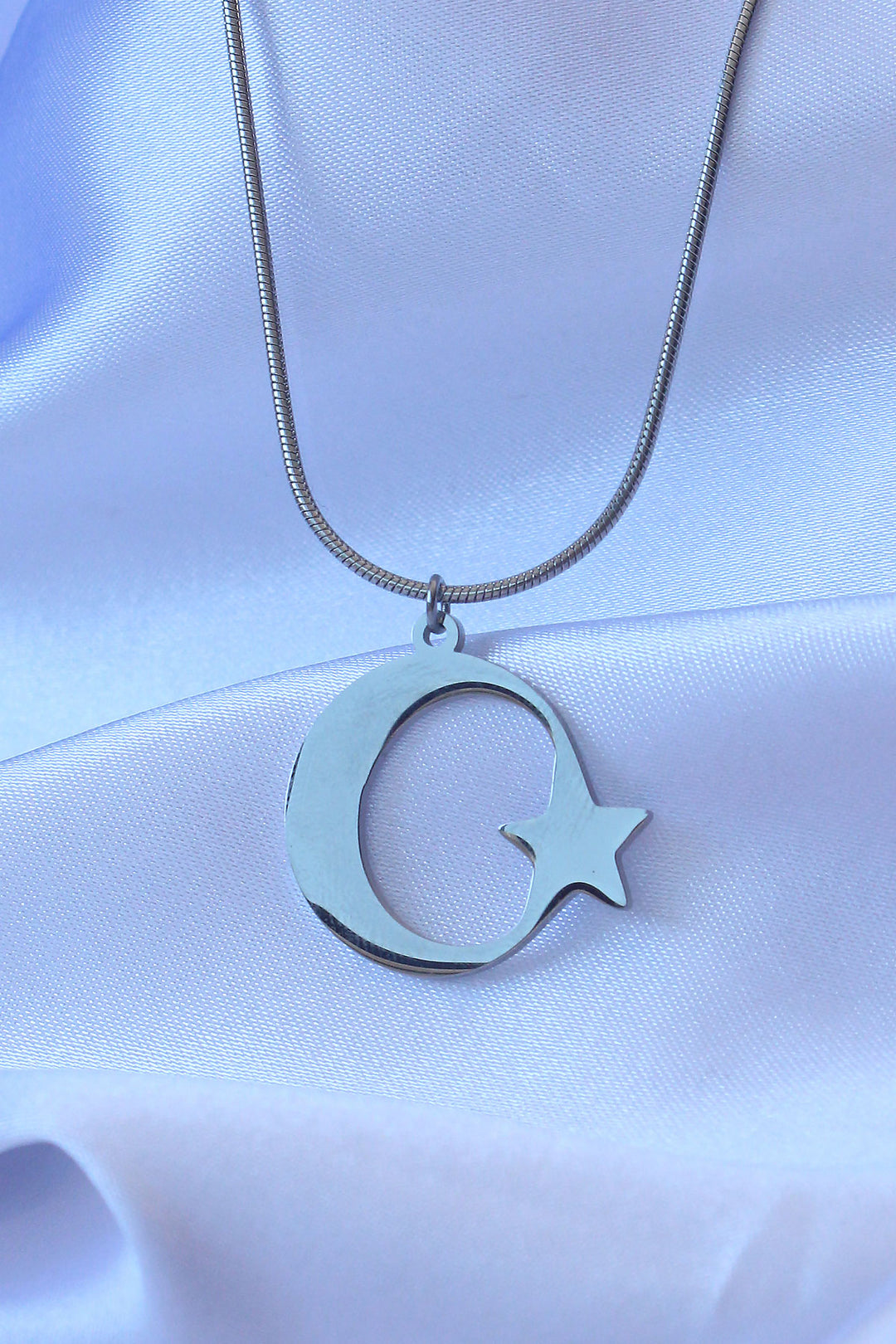 EBJ 316L Stainless Steel Silver Color Moon Star Model Unisex Necklace - Cerignola