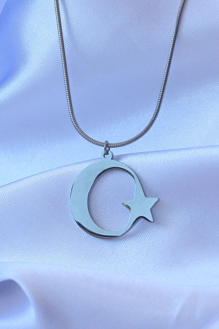 EBJ 316L Stainless Steel Silver Color Moon Star Model Unisex Necklace - Cerignola