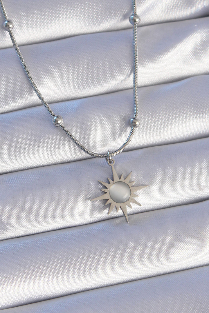EBJ 316L Stainless Steel Silver Color Mother of Pearl Star Model Necklace - Timmins