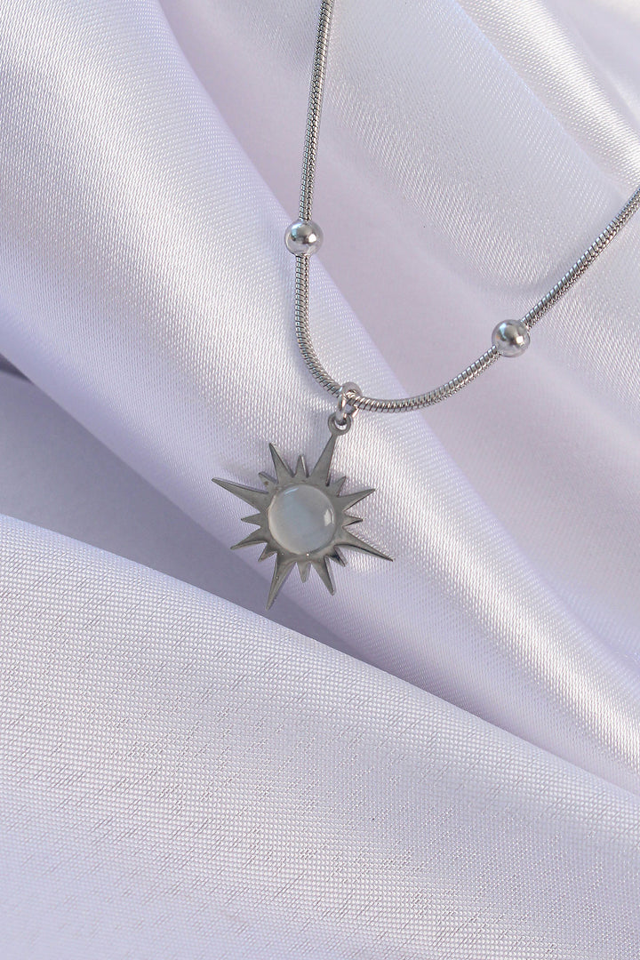 EBJ 316L Stainless Steel Silver Color Mother of Pearl Star Model Necklace - Timmins