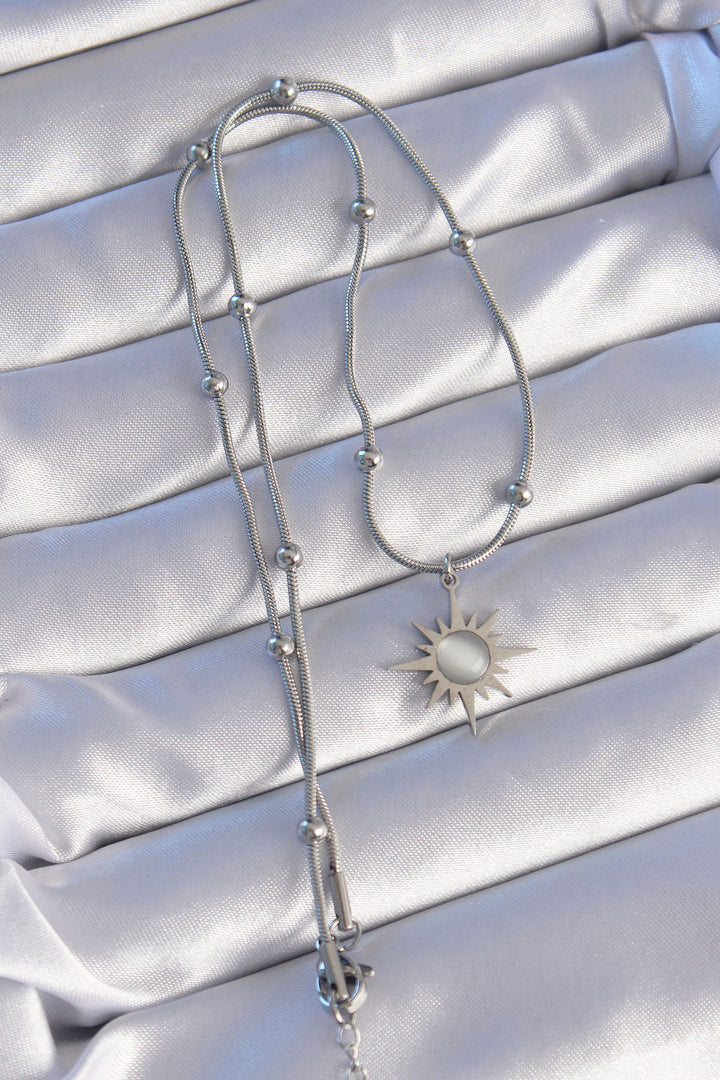 EBJ 316L Stainless Steel Silver Color Mother of Pearl Star Model Necklace - Timmins