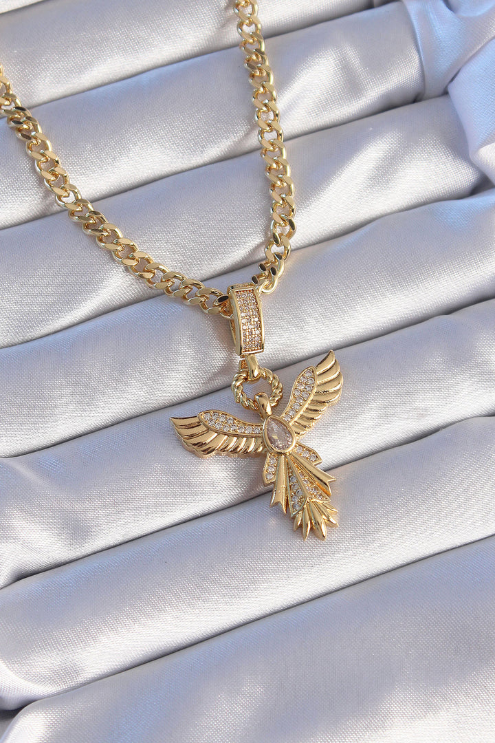 EBJ 316L Stainless Steel Gold Color Zircon Stone Phoenix Model Necklace - Sibiu
