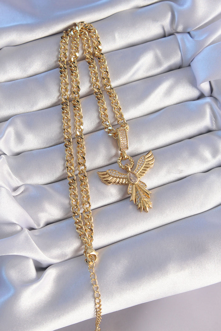 EBJ 316L Stainless Steel Gold Color Zircon Stone Phoenix Model Necklace - Sibiu