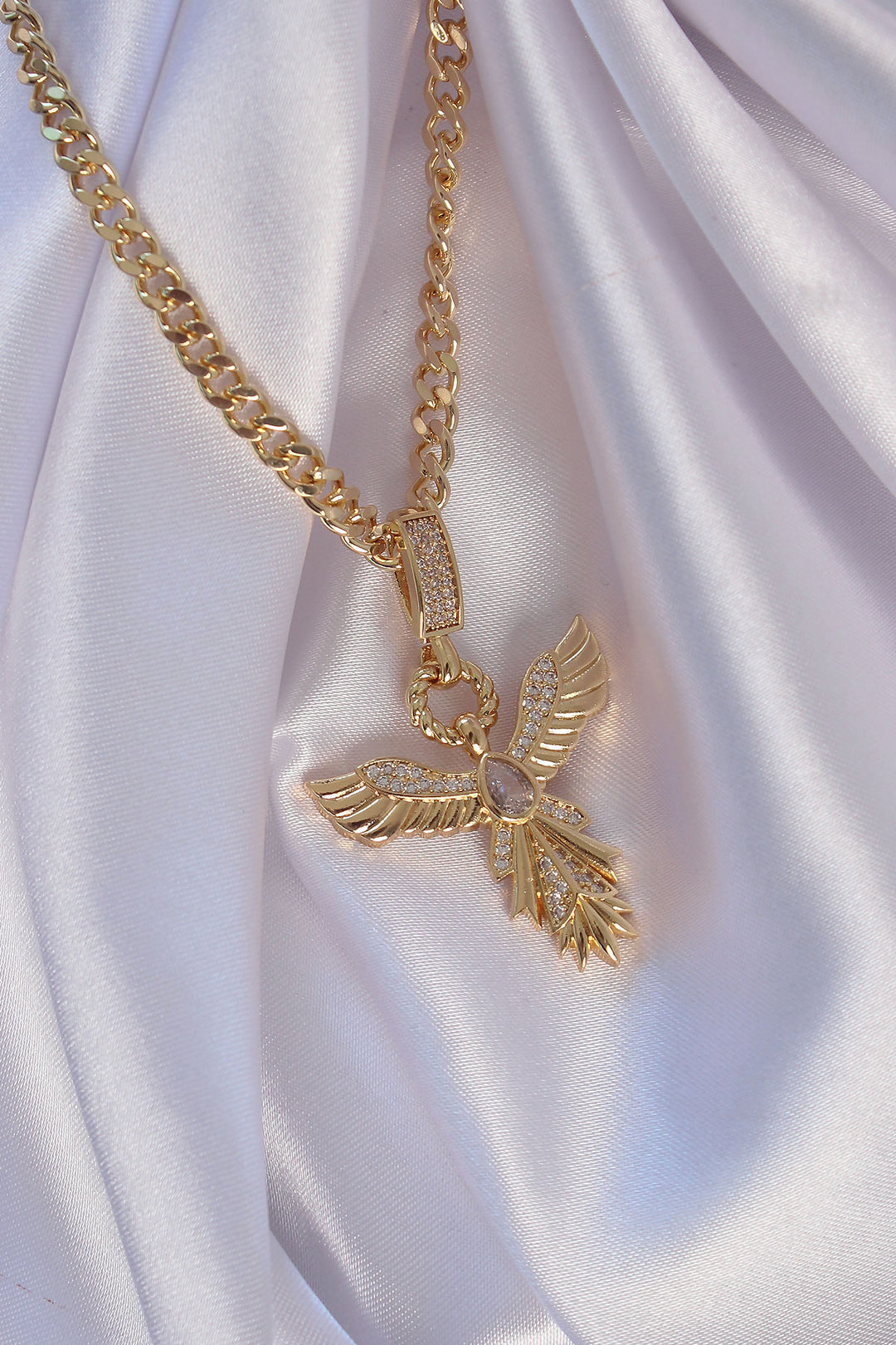 EBJ 316L Stainless Steel Gold Color Zircon Stone Phoenix Model Necklace - Sibiu