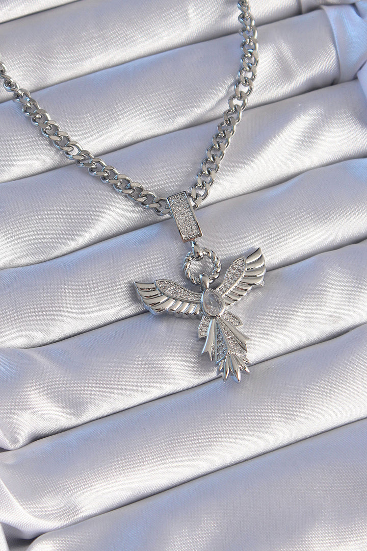 EBJ 316L Stainless Steel Silver Color Zircon Stone Phoenix Model Necklace - Tomar