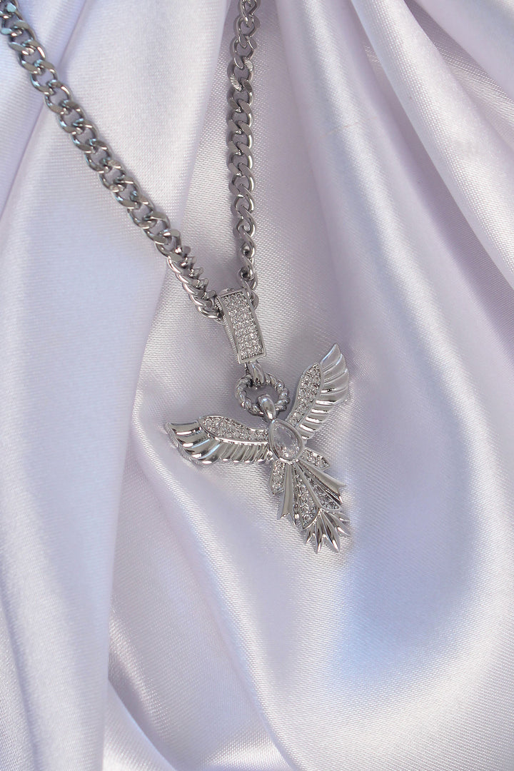 EBJ 316L Stainless Steel Silver Color Zircon Stone Phoenix Model Necklace - Tomar