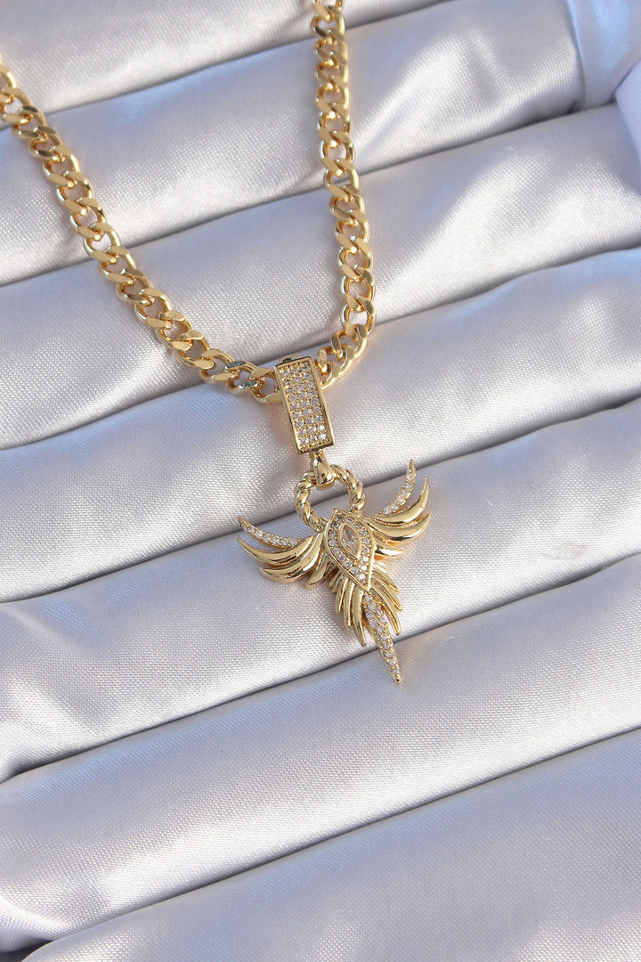EBJ 316L Stainless Steel Gold Color Zircon Stone Phoenix Model Necklace - Tienen