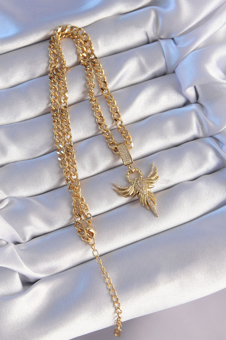 EBJ 316L Stainless Steel Gold Color Zircon Stone Phoenix Model Necklace - Tienen