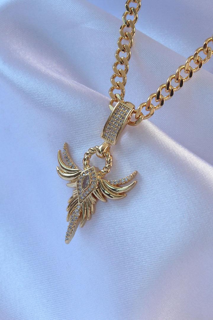 EBJ 316L Stainless Steel Gold Color Zircon Stone Phoenix Model Necklace - Tienen