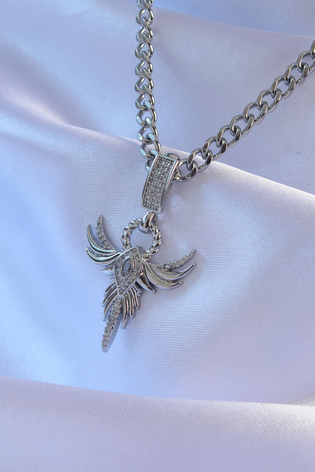 EBJ 316L Stainless Steel Silver Color Zircon Stone Phoenix Model Necklace - Bolzano