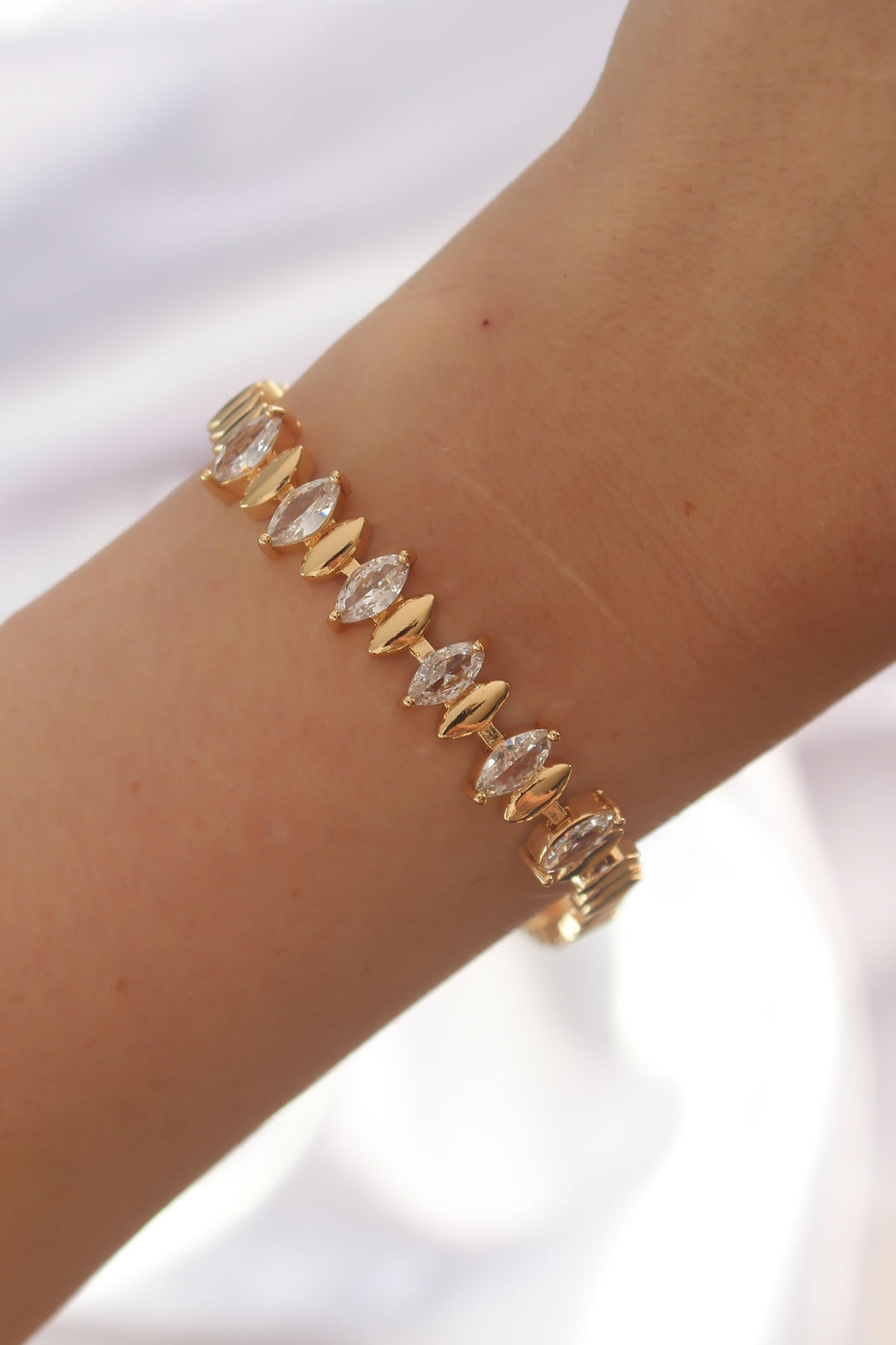 EBJ Rice Gold Color Almond Figure Bracelet with Zircon Stone - Macclesfield