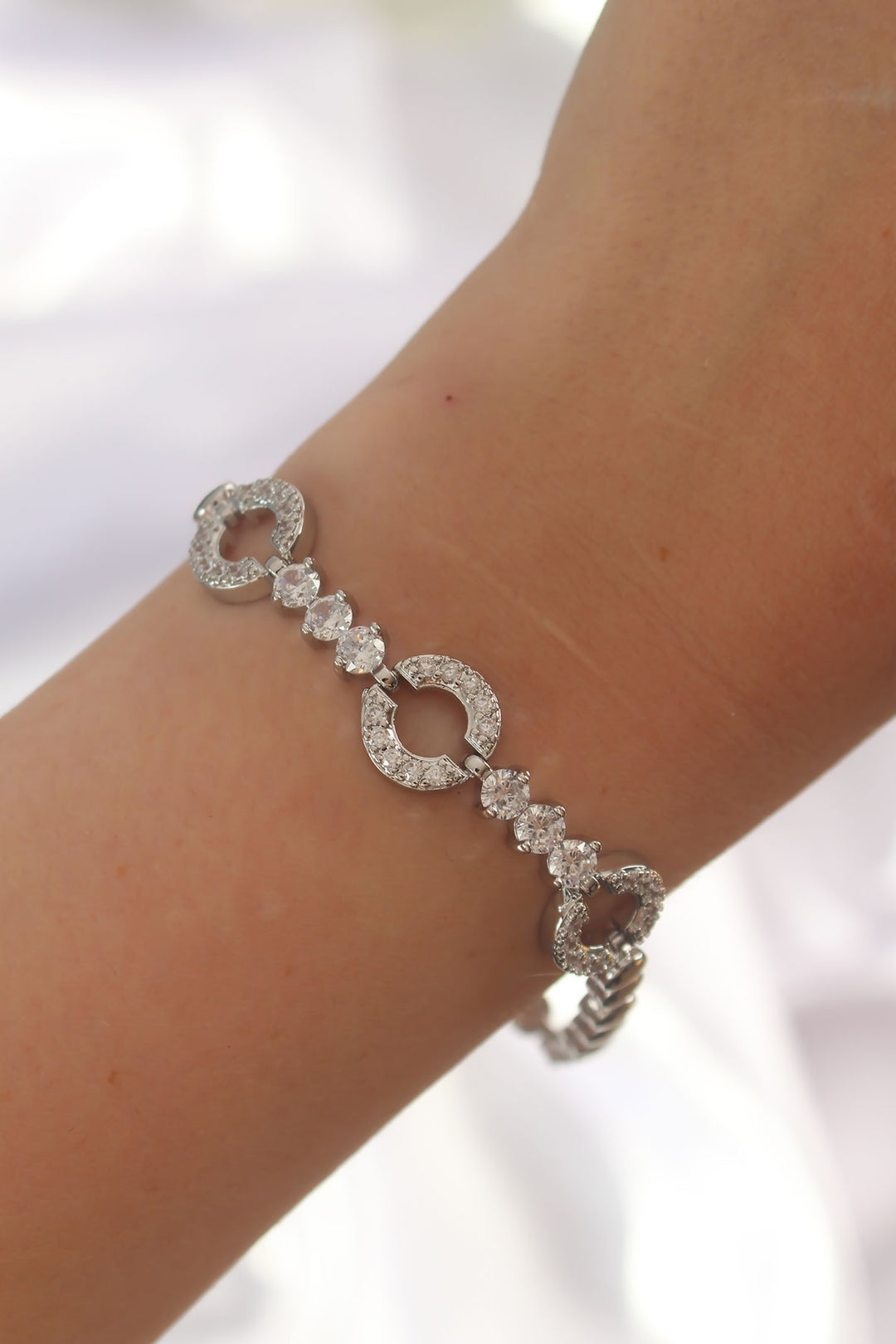 EBJ Rice Silver Color Zircon Stone Ring Figured Bead Model Bracelet - Zürich