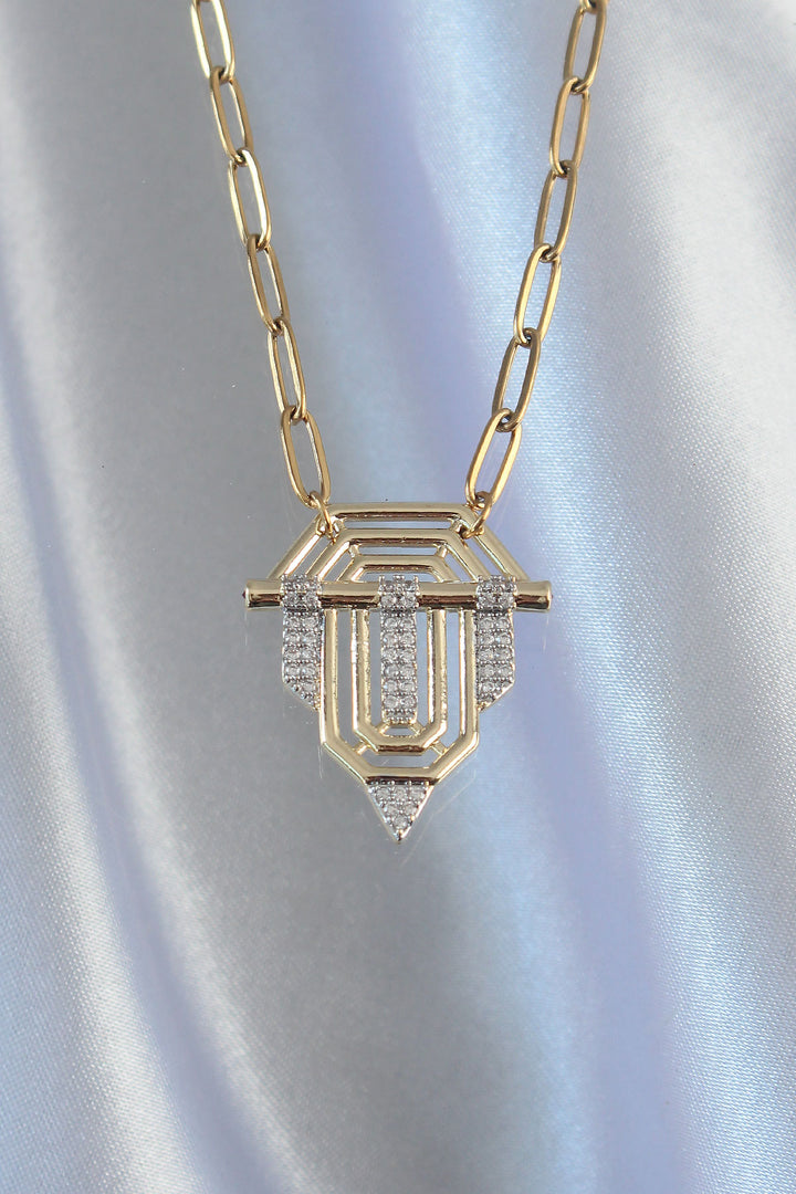 EBJ 316L Stainless Steel Chain Gold Color Zircon Stone Serenay Necklace - Kailua