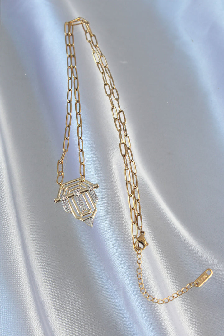 EBJ 316L Stainless Steel Chain Gold Color Zircon Stone Serenay Necklace - Kailua