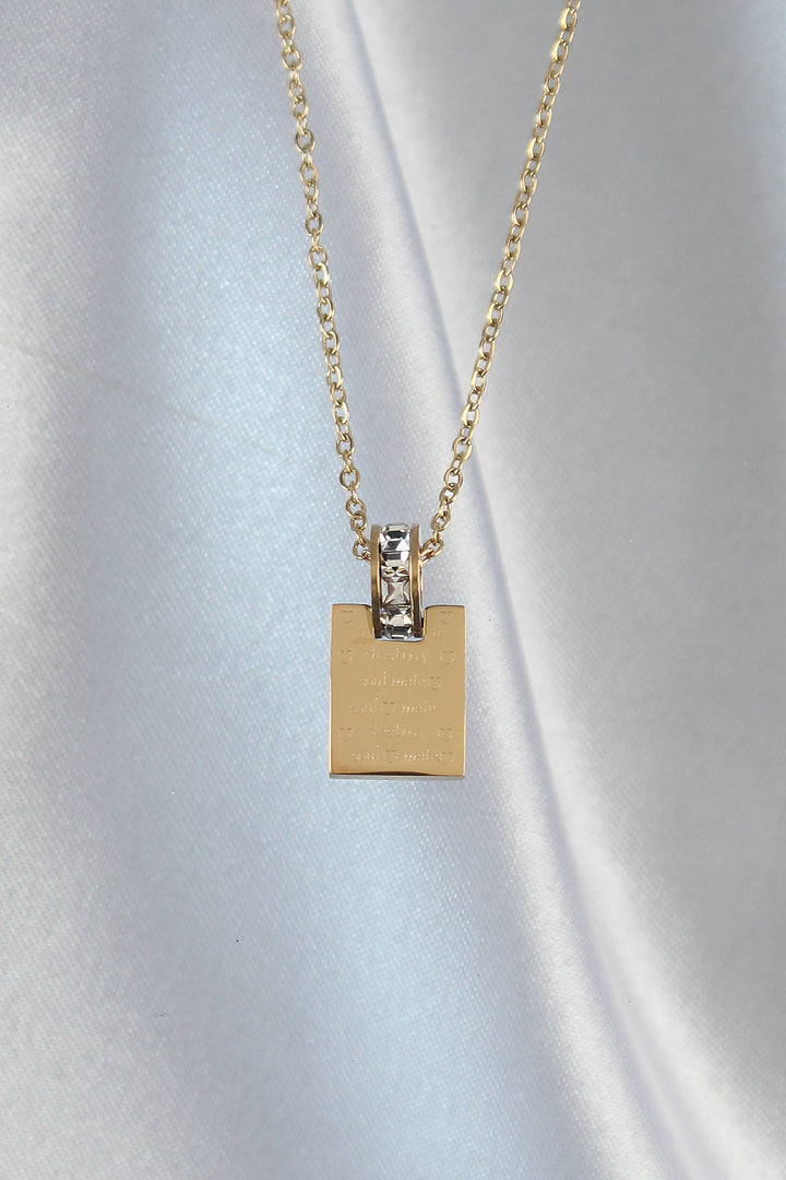 EBJ 316L Stainless Steel Chain Gold Color Zircon Stone Love Letter Necklace - Monrovia