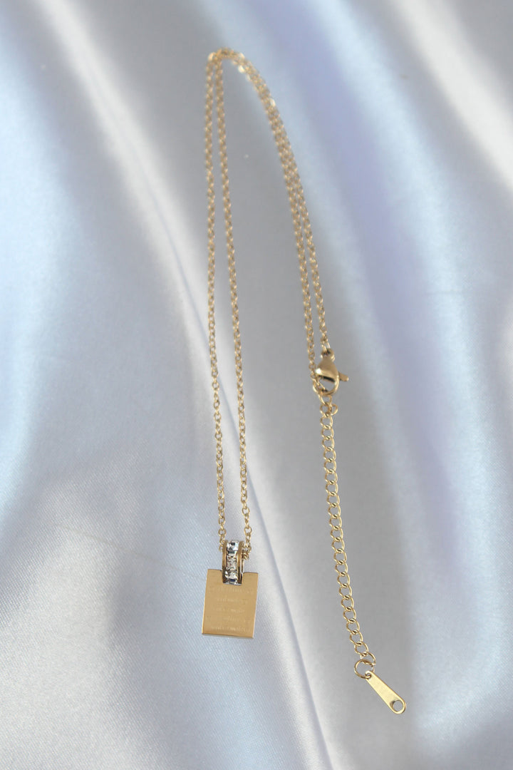 EBJ 316L Stainless Steel Chain Gold Color Zircon Stone Love Letter Necklace - Monrovia