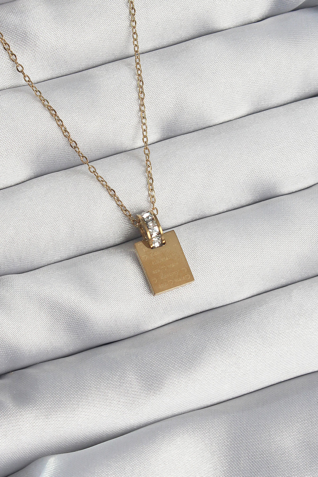 EBJ 316L Stainless Steel Chain Gold Color Zircon Stone Love Letter Necklace - Monrovia