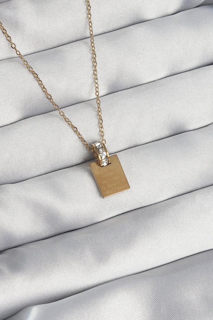EBJ 316L Stainless Steel Chain Gold Color Zircon Stone Love Letter Necklace - Monrovia