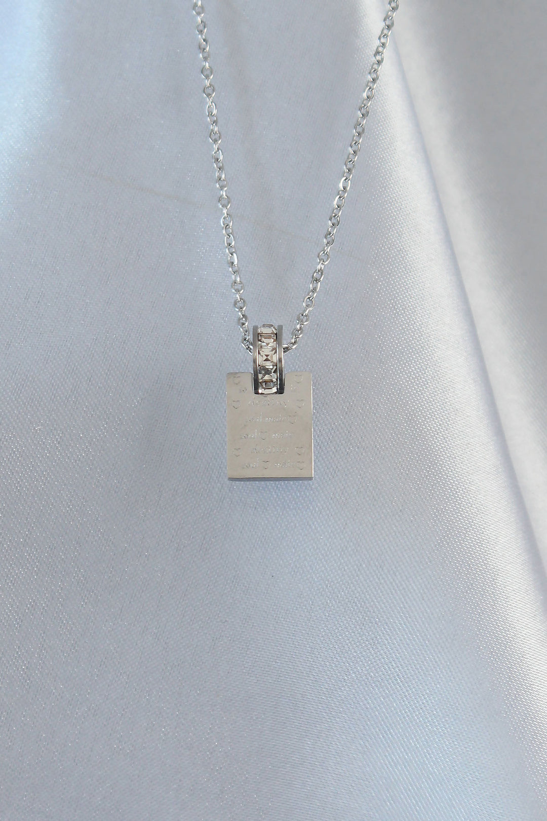 EBJ 316L Stainless Steel Chain Silver Color Zircon Stone Love Letter Necklace - Adelanto