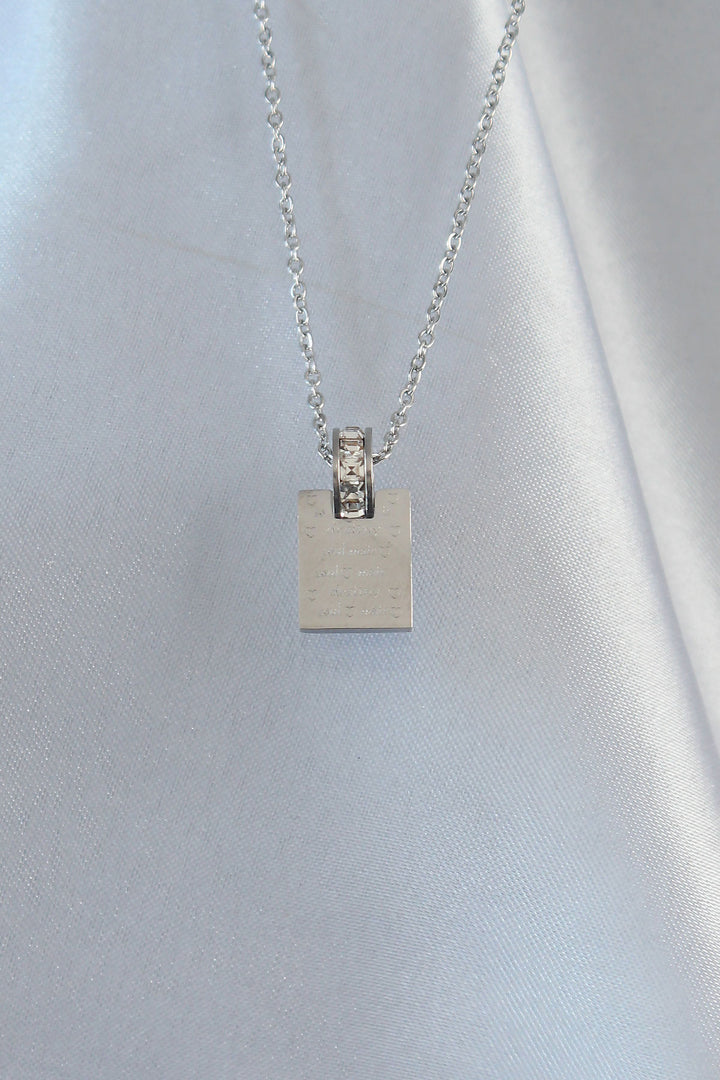 EBJ 316L Stainless Steel Chain Silver Color Zircon Stone Love Letter Necklace - Adelanto
