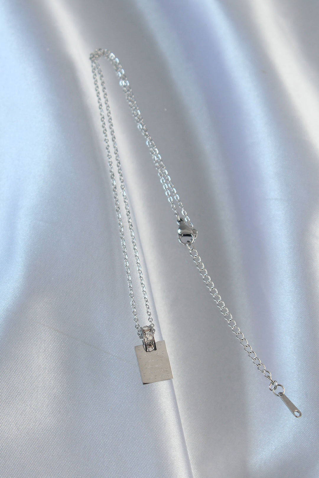 EBJ 316L Stainless Steel Chain Silver Color Zircon Stone Love Letter Necklace - Adelanto